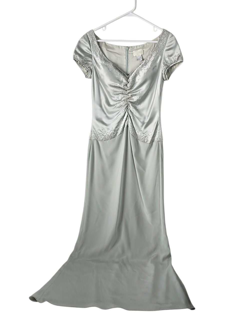 New Cassandra Stone Sage Ruched Beaded Bodice A Line Mother of the Bride Dress 4